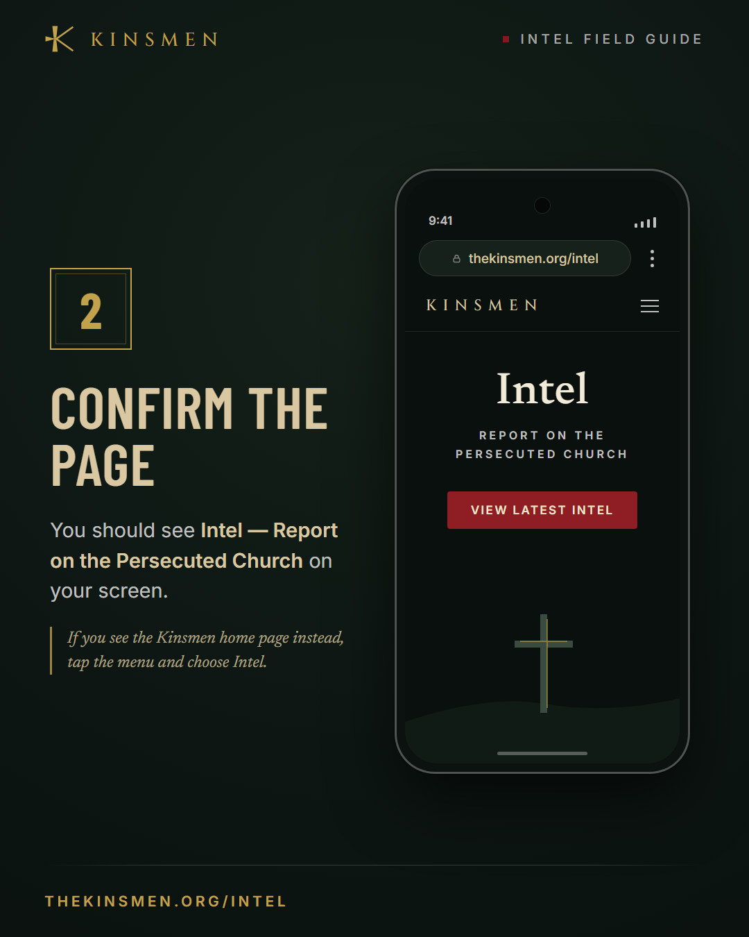 Step 2 — Confirm you see Intel, Report on the Persecuted Church