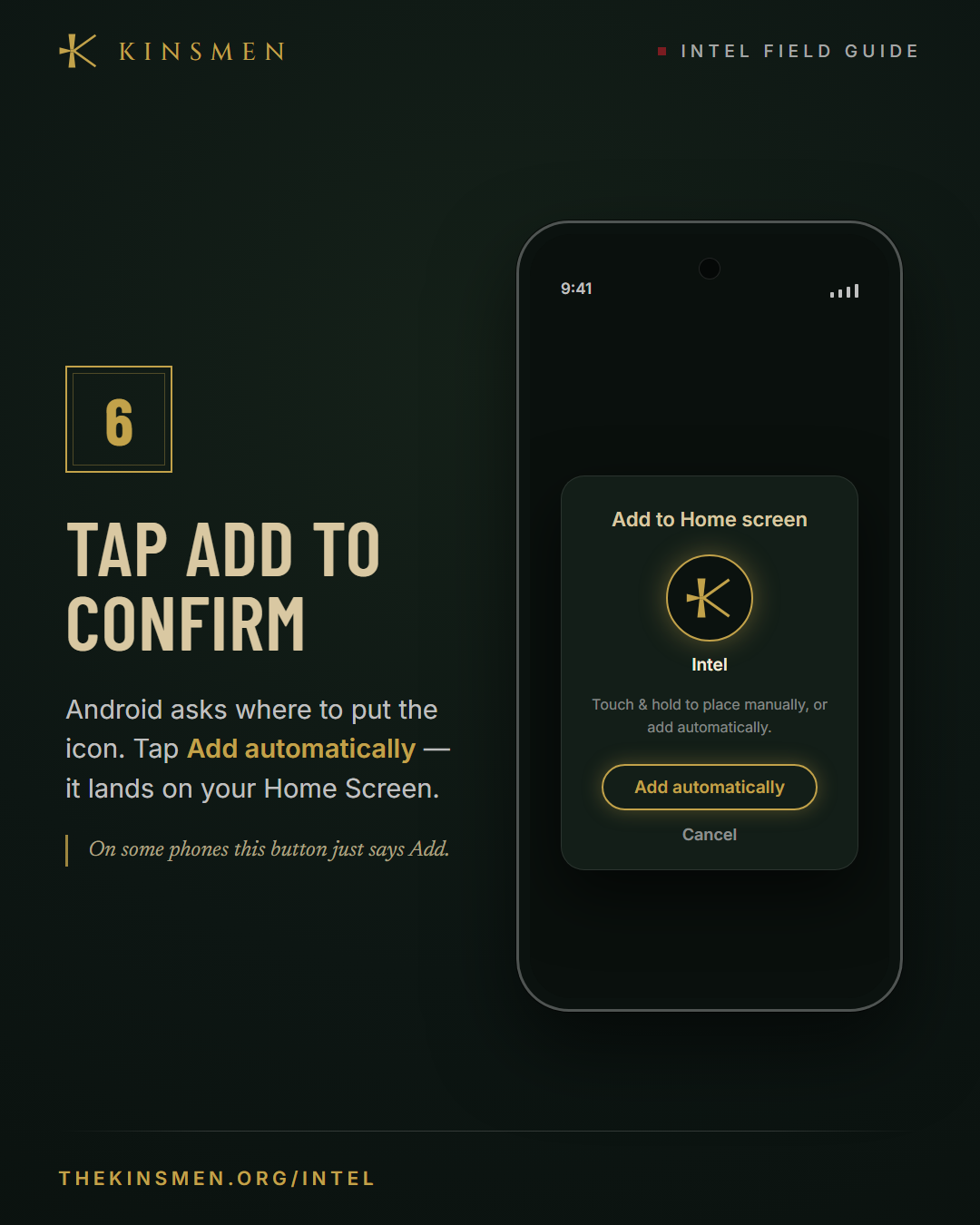 Step 6 — Tap Add automatically to confirm placement