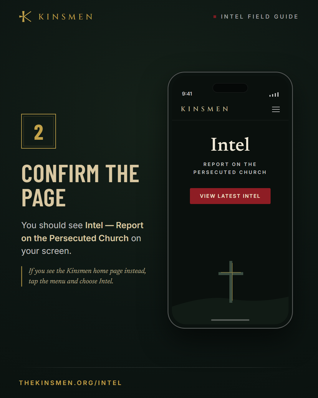 Step 2 — Confirm you see Intel, Report on the Persecuted Church