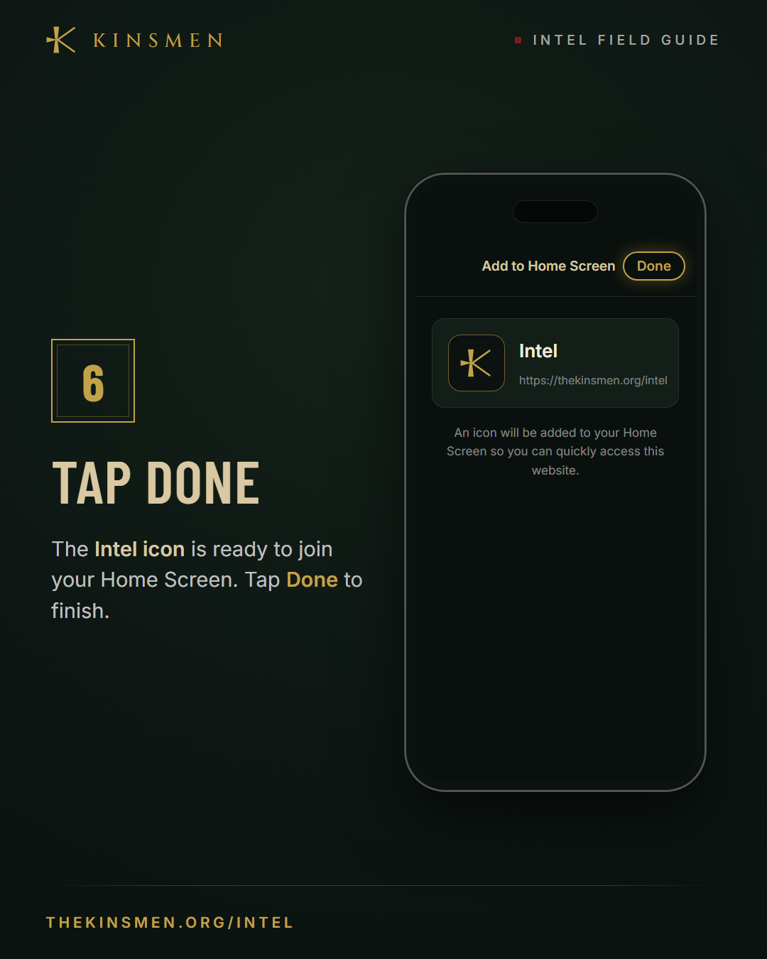 Step 6 — Tap Done to finish